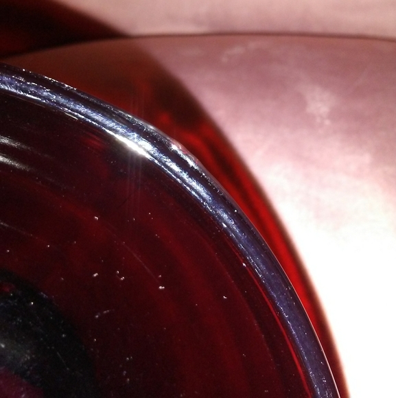 MCM Vintage 50s 60s Ruby Red Glass Dessert Dish Footed Bowl Christmas Holiday - Picture 6 of 7